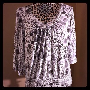American Rag Gray / White Animal Print Blouse
