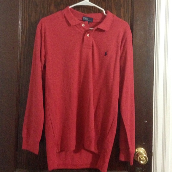 Red polo. Never worn. YL(14-16). Long sleeve