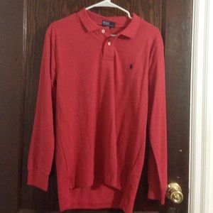 Red polo. Never worn. YL(14-16). Long sleeve