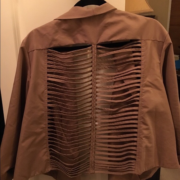 Tan Blazer with Striped Black - Picture 2 of 3