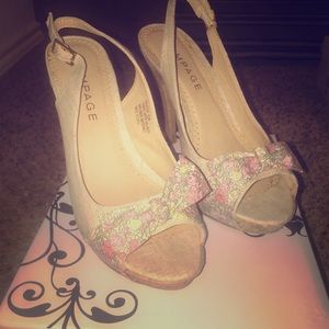 Rampage Natural Floral Heeled Shoe