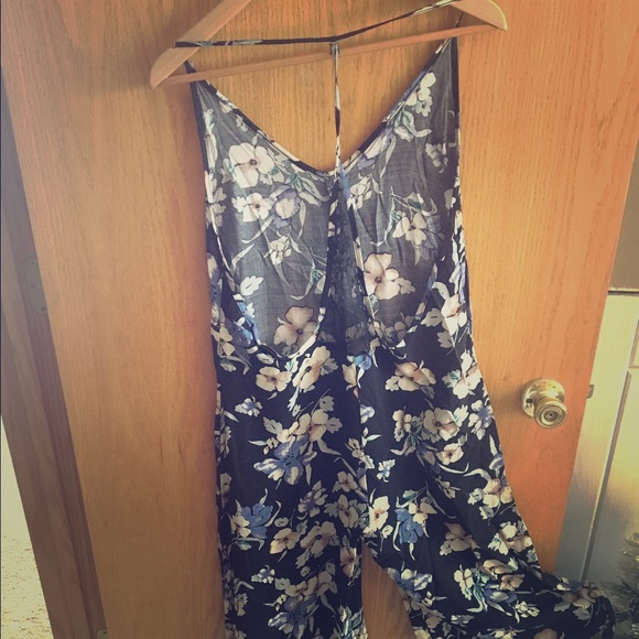 Spaghetti strap pant jumper with flowers