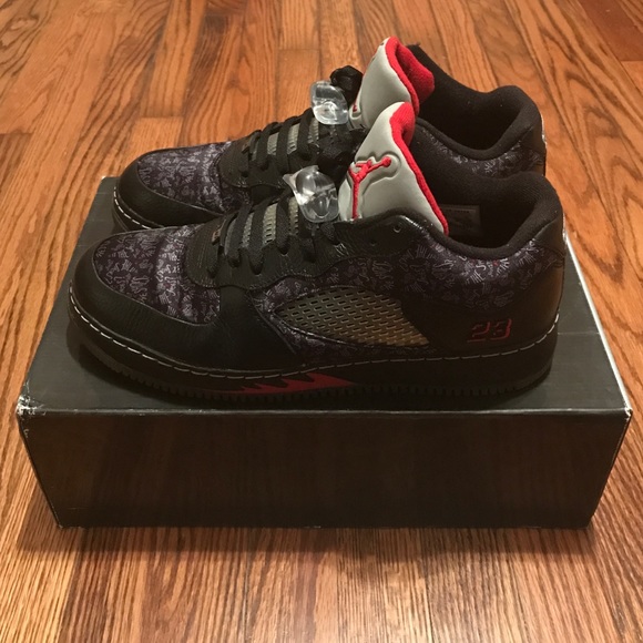 AJF 5 LOW BLACK/BLACK-VARSITY RED-WHITE SZ11