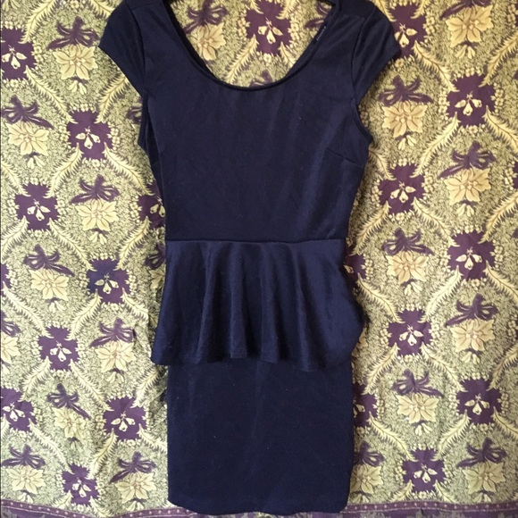 Black Peplum Open Back Bow Mini Dress