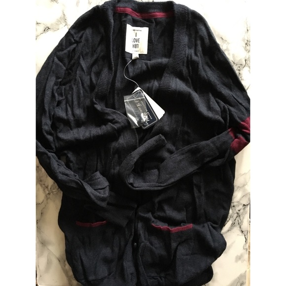 Forever 21 Navy & Burgundy Cardigan