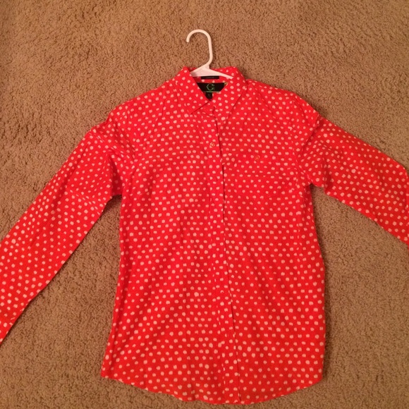 Orange and White long sleeve C. Wonder blouse