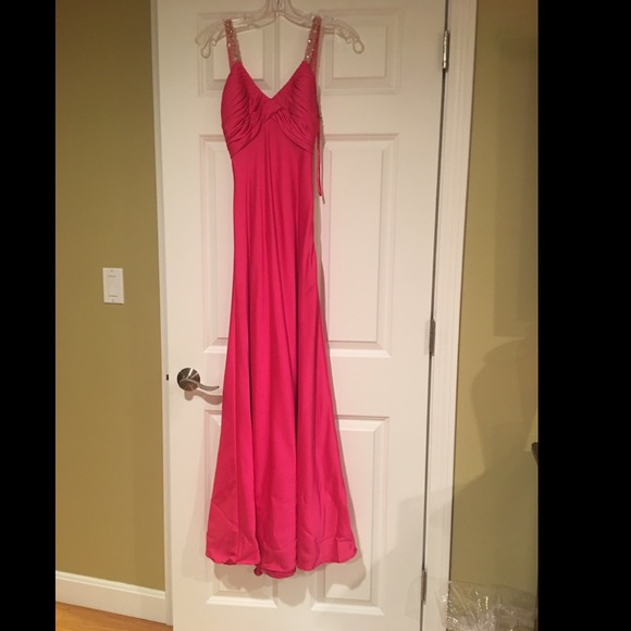 Faviana Pink formal gown with open back