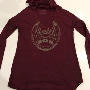 Hurley Burgundy Hooded Long Sleeve
