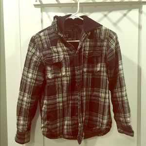 Boys plaid fleece and flannel hoodie