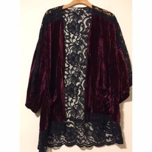 Velvet lace kimono