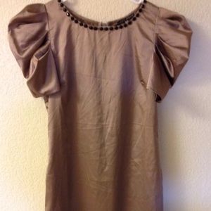 Pure Sugar Satin Brown gem Neck Dress size small