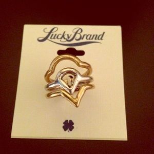 New Lucky brand silver and gold stacking ring