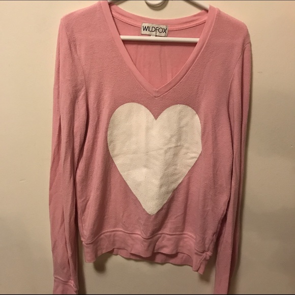 Wildfox pink and white heart sweater top!