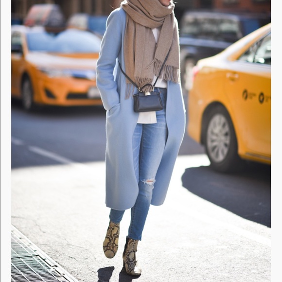 light blue duster coat