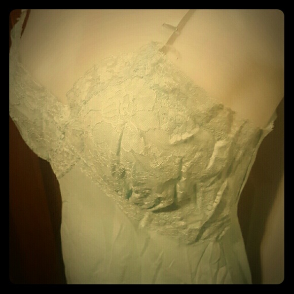 Vintage Sears nylon and lace full slip mint green