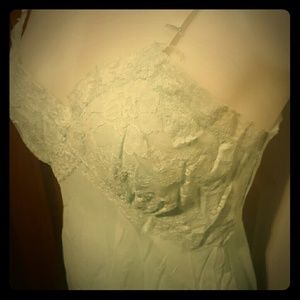 Vintage Sears nylon and lace full slip mint green