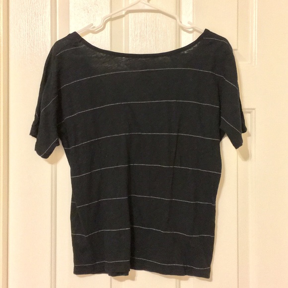 Volcom Striped Navy Blue Hi-Lo Top - Picture 2 of 4