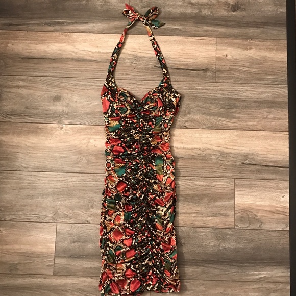 Reptile Print Ruched Dress - Picture 2 of 4