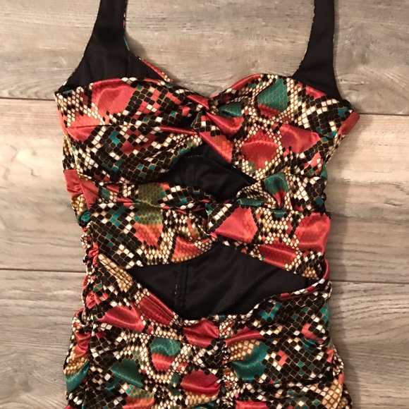 Reptile Print Ruched Dress - Picture 3 of 4