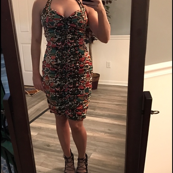 Reptile Print Ruched Dress - Picture 4 of 4