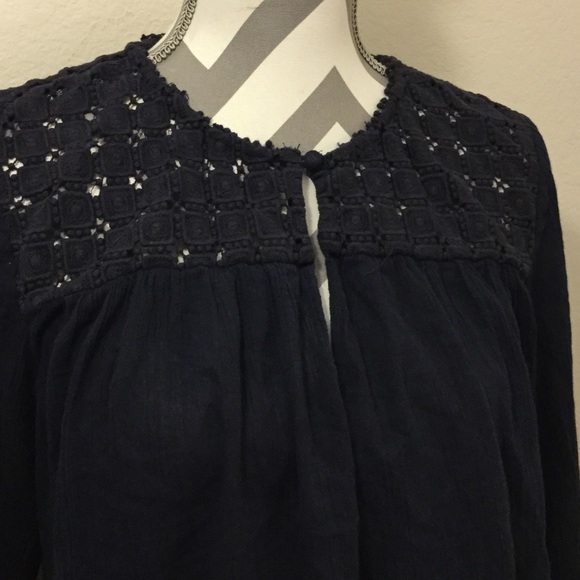 J. Crew Factory Navy Blue Peasant Top sold - Picture 4 of 4