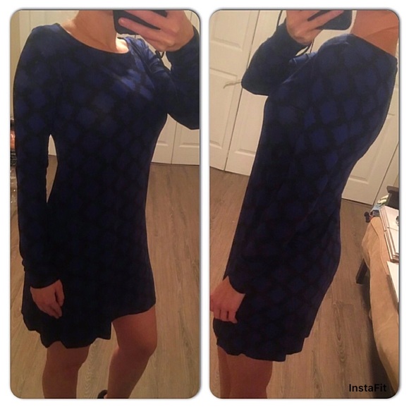 Blue/black long sleeve Jersey Dress - Picture 2 of 2