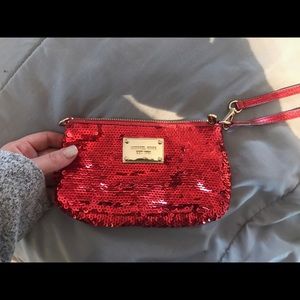Michael Kors Red Sequin Wristlet