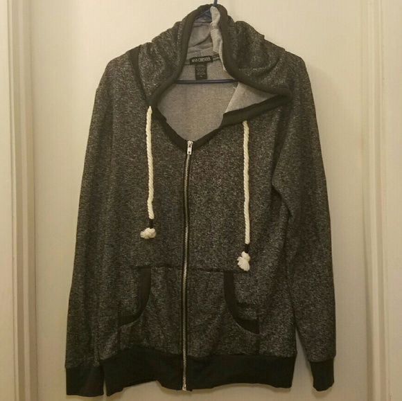 Gray & Black zip up hooded sweater