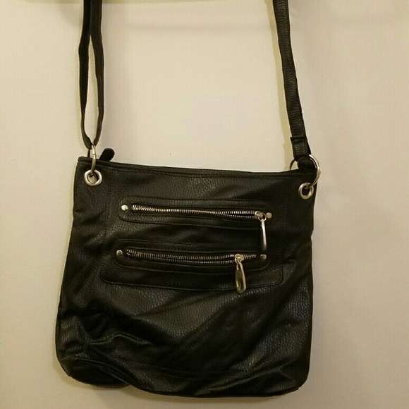 Faux leather bag with zipper pockets