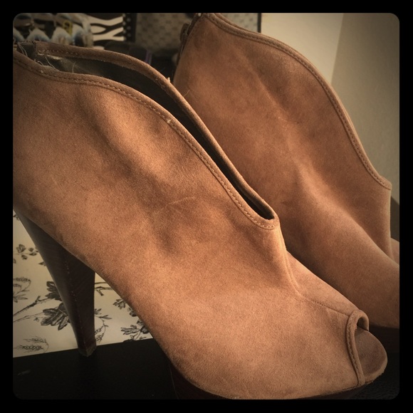 Suede Open-toe Booties