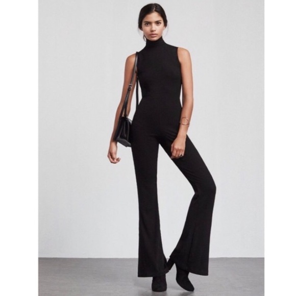 black mock neck jumpsuit