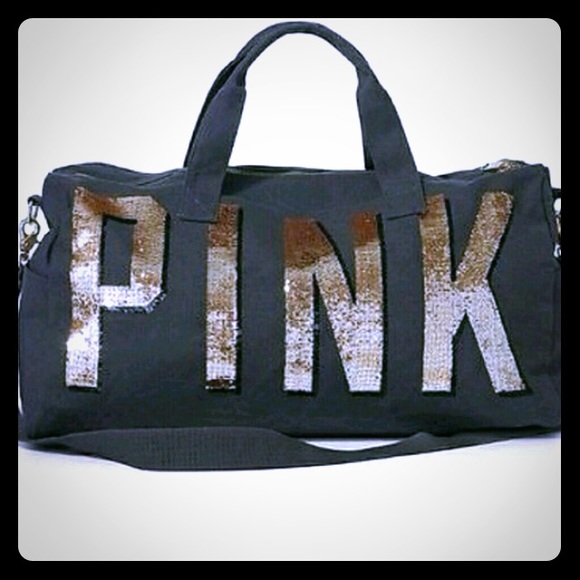 Large vs pink bling gym travel bag