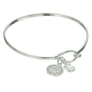 Initial "S" Crystal Charm Bangle Bracelet - NWT