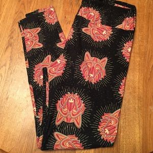 LuLaRoe TC WOLF/DOG/TIGER HEADS leggings