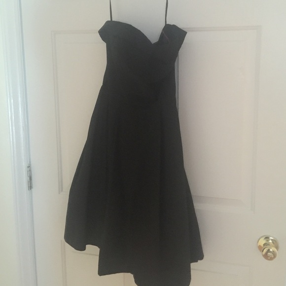 Strapless satin black dress