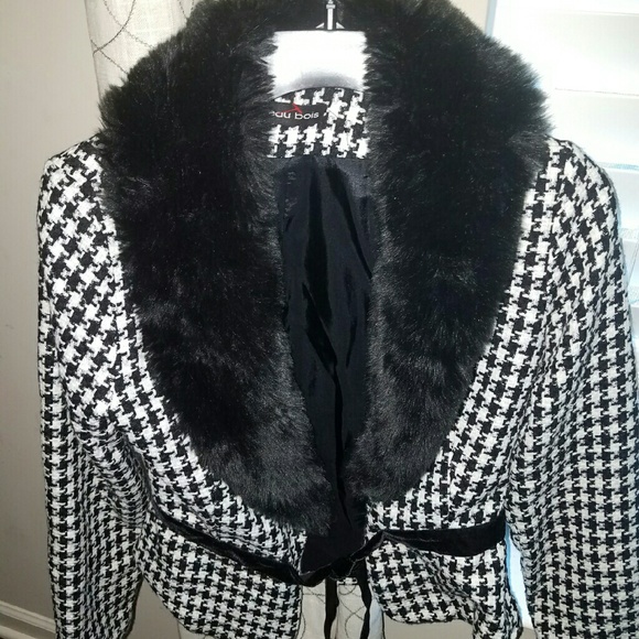 Houndstooth Fur Blazer Jacket - image 2