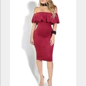 Vegan Ruffle Off Shoulder Dress