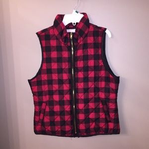 Vest, Large, red and black plaid