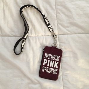 Pink Victoria secret wallet and lanyard