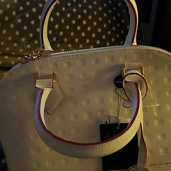 Arcadia REAL LEATHER WHITE HANDBAG Made in Italy!