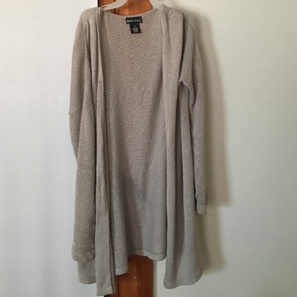 gray long knit cardigan