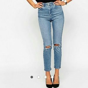 Asos Farleigh Mom Jeans with busted knees