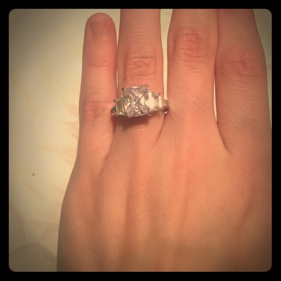 3 stone cubic zirconia engagement ring.