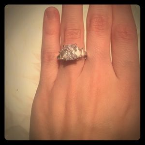 3 stone cubic zirconia engagement ring.
