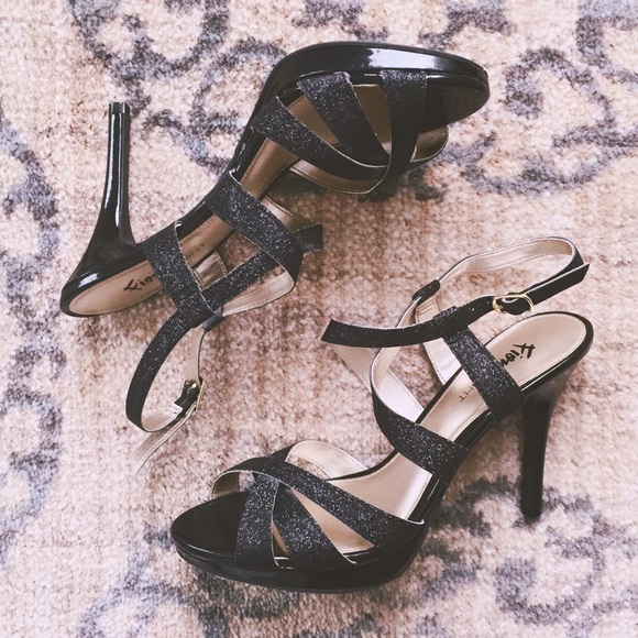 FIONI Clothing Shoes Hp Fioni Night Black Glitter Heels