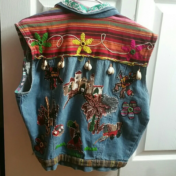 Handmade bohemian denim vest