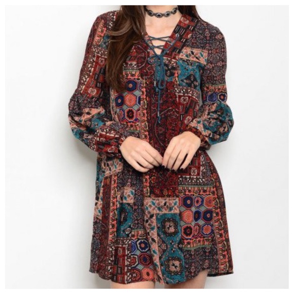 🆕Lace Up Print Tunic or Dress