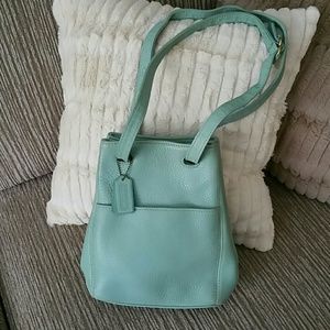 Coach Small Aqua Leather Bag, Excellent Condition
