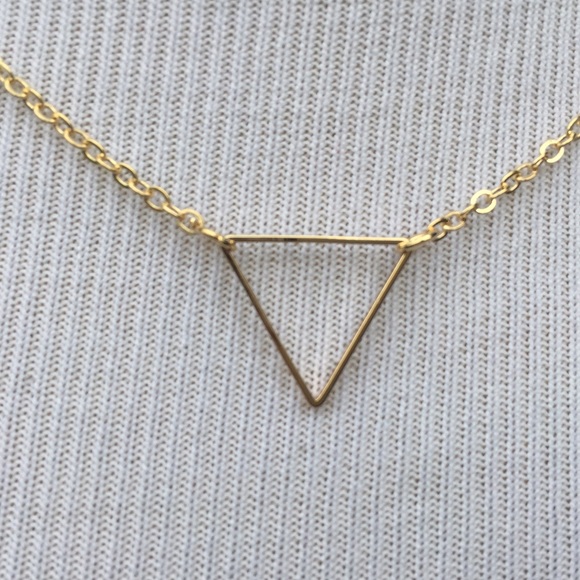 Gold Tone Triangle Necklace - Picture 2 of 4