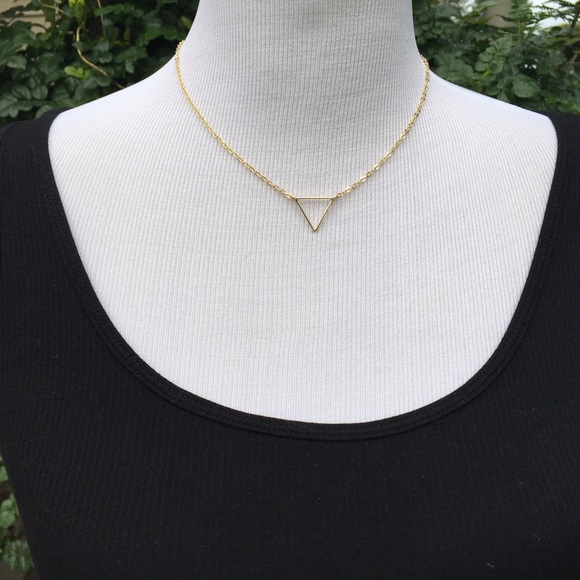 Gold Tone Triangle Necklace - Picture 3 of 4